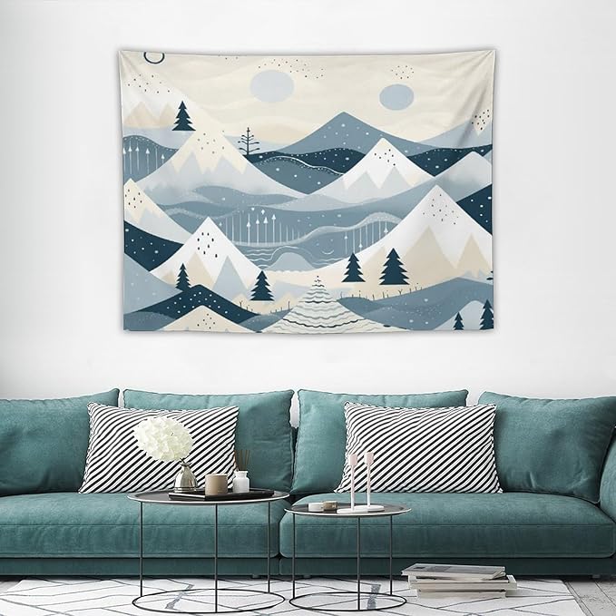 MaSiledy Tapestry Snow Mountain Scandinavian Winter Aesthetic Bedroom Tapestries Xmas Rustic Winter Holiday Tapestry Wall Hanging Wall Hanging for Bedroom Living Room Dorm Landscape 30"x40"