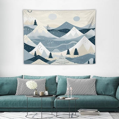 MaSiledy Tapestry Snow Mountain Scandinavian Winter Aesthetic Bedroom Tapestries Xmas Rustic Winter Holiday Tapestry Wall Hanging Wall Hanging for Bedroom Living Room Dorm Landscape 30"x40"