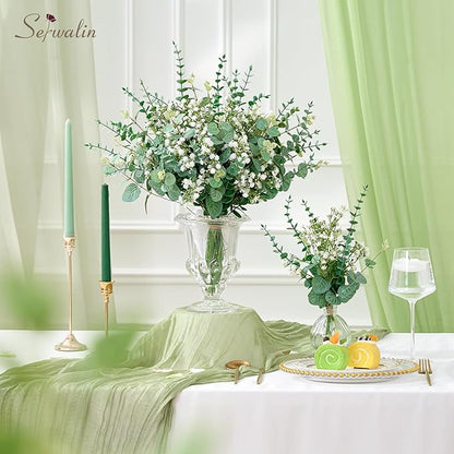 Serwalin 200 Pcs Mixed Artificial Eucalyptus Stems，Babys Breath Artificial Flowers Bulk with Artificial Fake Greenery Stems for Wedding DIY Bouquets Floral Arrangement Home Decor