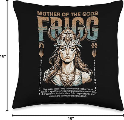 Nordic Vikings Legends Old Norse Mythology Gods Frigg Nordic Scandinavian Legends Old Norse Mythology Gods Throw Pillow, 16x16, Multicolor