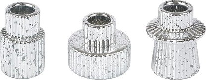 Vixdonos Taper Glass Candlestick Holders Tealight Candle Holders for Table Centerpieces, Wedding Decor and Dinner Party (3 Pcs, Silver with Speckles)