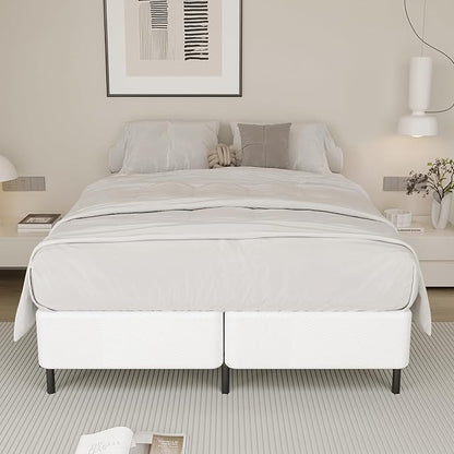 Split King Box Spring 7 Inch, Heavy Duty Metal Box Spring King Size with Fabric Cover, Noise-Free, Quick Assembly