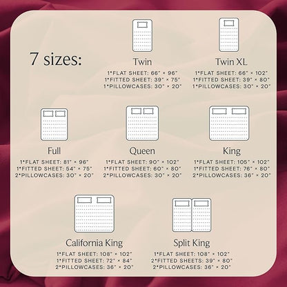 LuxClub 4 PC California King Sheet Set, Breathable Luxury Bed Sheets, Deep Pockets Wrinkle Free Cooling Sheets Machine Washable Hotel Bedding Silky Soft - Burgundy Cal King