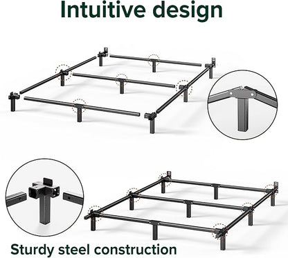 ZINUS 7 Inch Compack® Metal Bed Frame, Support Bed Frame for Box Spring and Mattress Set, Black, King