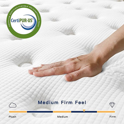 Vesgantti Twin Mattress 12 Inch Innerspring Multilayer Hybrid Single Mattress - Ergonomic Design with Memory Foam and Pocket Spring Mattresses Twin Size - Box Top Series Medium Firm Feel