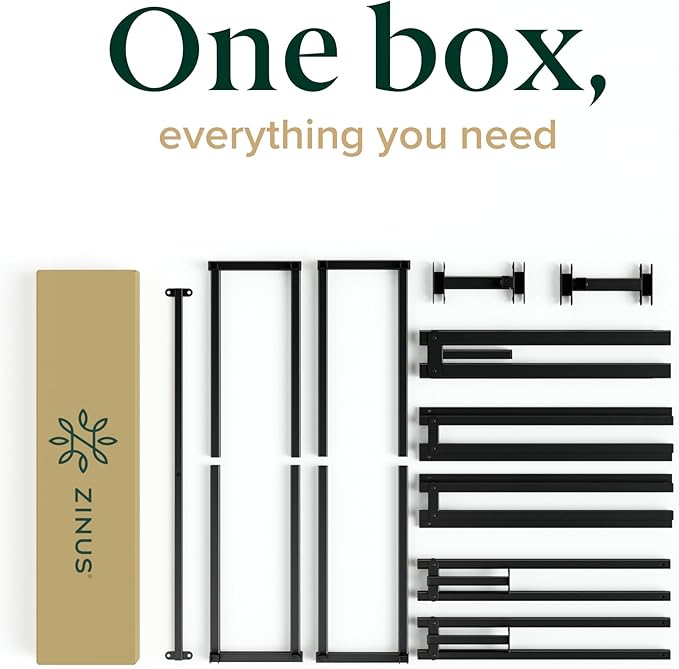 Zinus Joseph 10 Inch Platform Bed Frame, Wood Slat Support, No Box Spring Needed, Eco Friendly WonderBox(TM) Packaging, Easy Assembly, Black, Twin