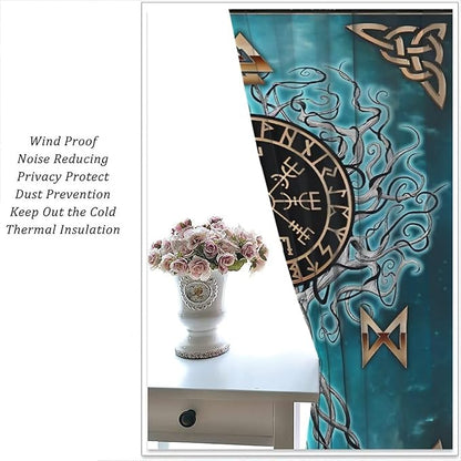 Viking Curtains Viking Totem Curtains Ancient Scandinavian Bedroom Living Room Decoration 2 Panel Groups W42 * L63 Inch