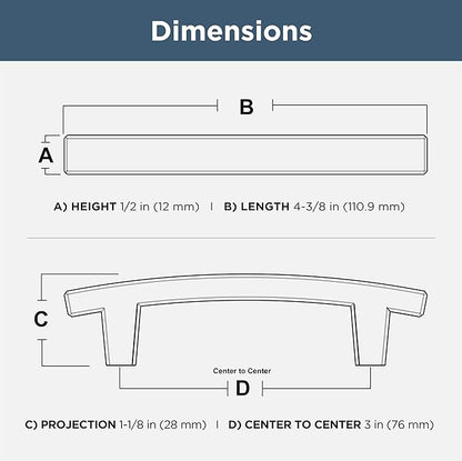 Franklin Brass Pierce (5-Pack) Cabinet Handles 3' Hole Center Satin Nickel Kitchen Drawer Pulls Dresser, Furniture Hardware P29519K-SN-B1