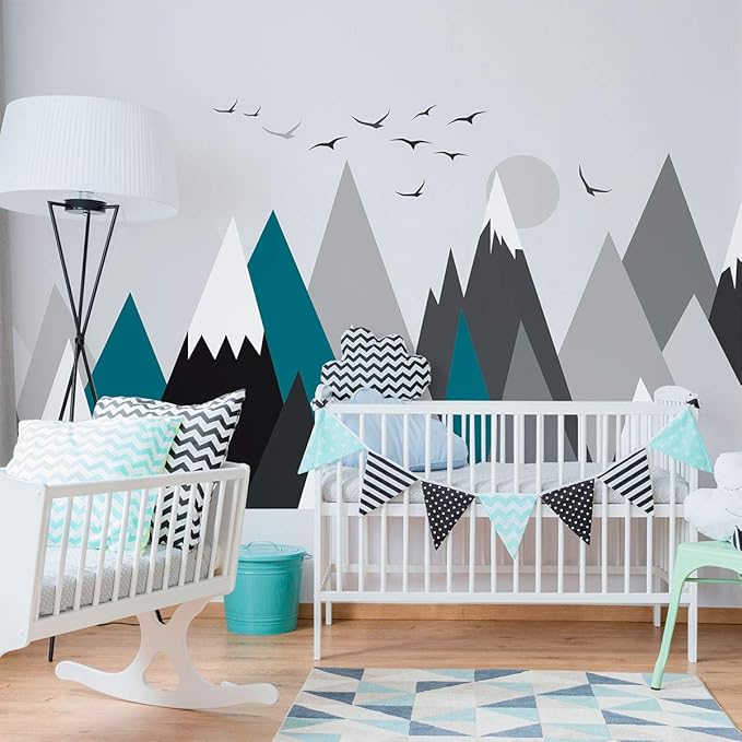 Ambiance Stickers Scandinavian Nordic Mountains Wall Decals, DIY Home Decor, Peel and Stick Removable Stickers, Waterproof and Self Adhesive Wall Art - H60 x L115 CM