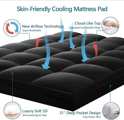 CHOKIT Twin Mattress Topper, Extra Thick Pillow Top Mattress Pad for Back Pain Relief, Cooling Bed Topper Mattress Cover with 8-21 Inch Deep Pocket