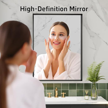 36”x 28” Black Bathroom Mirrors for Over Sink, Modern Vanity Mirror, Black Mirrors for Living Room Bedroom Hallway Decorative,Tempered Glass Hangs Vertically or Horizontally