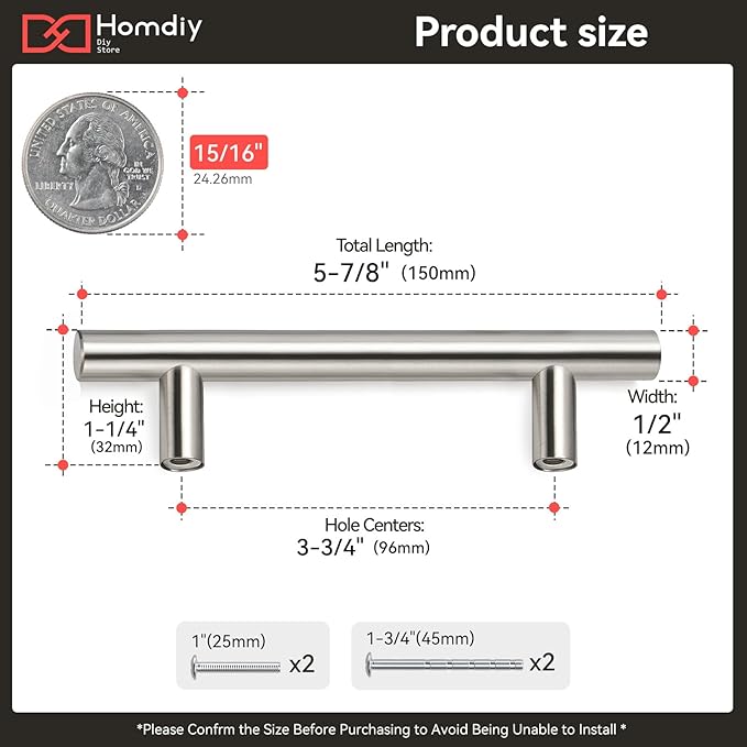 homdiy Brushed Nickel Cabinet Pulls Cabinet Handles,500 Pack 96mm 3-3/4 inch Hole Centers Silver Drawer Pulls for Kitchen, Bedroom, Bathroom
