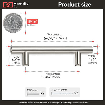 homdiy Brushed Nickel Cabinet Pulls Cabinet Handles,400 Pack 96mm 3-3/4 inch Hole Centers Silver Drawer Pulls for Kitchen, Bedroom, Bathroom