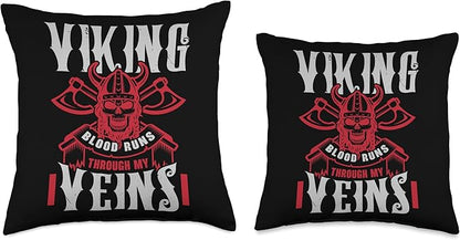 Viking Blood Runs Through My Veins Pagan Scandinavian Norse Throw Pillow