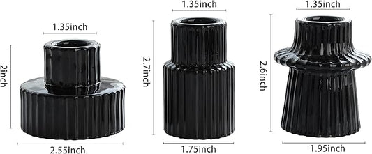 Vixdonos Taper Glass Candlestick Holders Tealight Candle Holders for Table Centerpieces, Wedding Decor and Dinner Party (6 Pcs, Black)