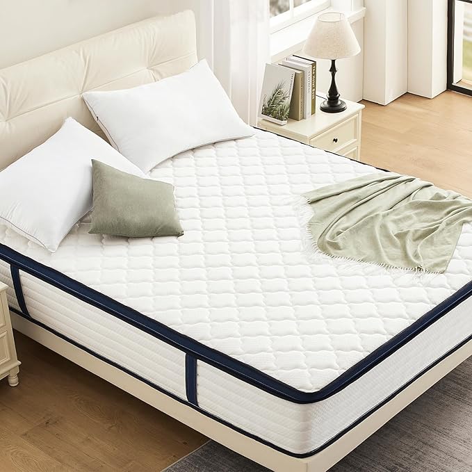 Queen Mattress 12 Inch Mattress Queen Size - Memory Foam & Pocket Coils Springs, Pressure Relief, Medium Firm Comfort, Motion Isolation, Ideal for All Sleep Positions, CertiPUR-US Certified