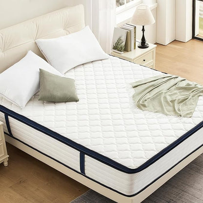Queen Mattress 14 Inch Queen Size Mattresses - Memory Foam & Pocket Coils Springs, Pressure Relief, Medium Firm Comfort, Motion Isolation, Ideal for All Sleep Positions, CertiPUR-US Certified
