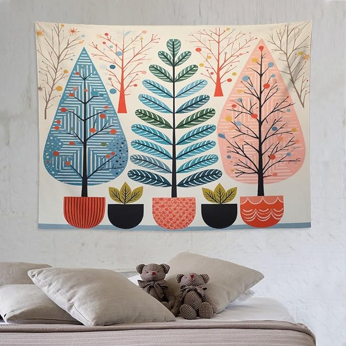 MaSiledy Wall Tapestries Shabby Chic Trees Tapestry Rustic Autumn Wall Hanging Wall Tapestry Aesthetic Wall Decor for Bedroom Living Room Dorm 60"x80" Xmas Wall Hanging Polyester Tapestries