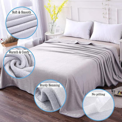 Soft King Size Blanket All Season Warm Fuzzy Microplush Lightweight Thermal Fleece Blankets for Couch Bed Sofa,90x108 Inches,Gray