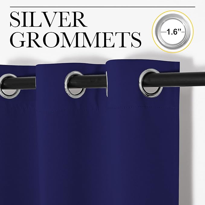 NICETOWN Navy Blue Blackout Curtains 86 inches Length for Living Room, 2 Panels, 55" Wide, Thermal Insulated Long Drapes for Large Window