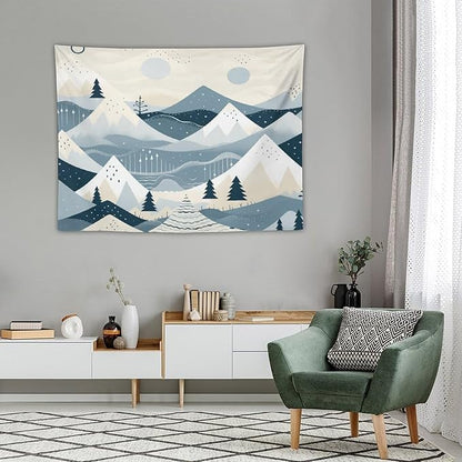MaSiledy Tapestry Snow Mountain Scandinavian Winter Aesthetic Bedroom Tapestries Xmas Rustic Winter Holiday Tapestry Wall Hanging Wall Hanging for Bedroom Living Room Dorm Landscape 30"x40"
