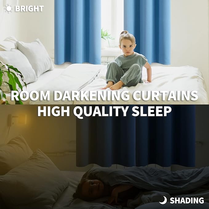 BGment Room Darkening Curtains 72 Inches Long - Grommet Thermal Insulated Drapes Window Treatment Curtains for Bedroom, 2 Panels, 52 x 72 Inch, Sky Blue