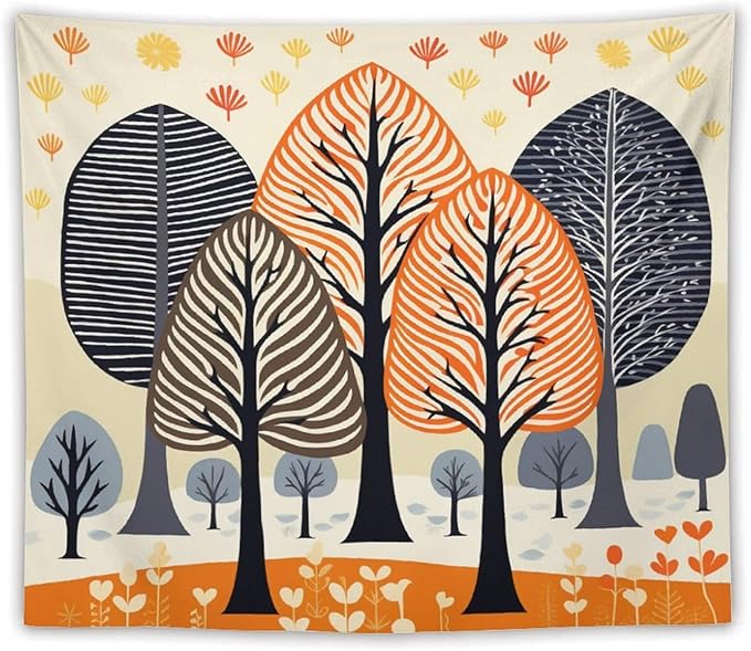 MaSiledy Shabby Chic Trees Tapastry's Wall Hanging Autumn Nature Forest Tapestries for Bedroom Landscape Tapestry Wall Hanging for Living Room Dorm 50"x60" Xmas Wall Hanging Polyester Tapestries