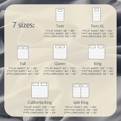 LuxClub 5 PC Split King Sheet Set Sheets Deep Pockets Wrinkle Free Cooling Sheets Machine Washable Hotel Bedding Silky Soft - Light Grey Split King
