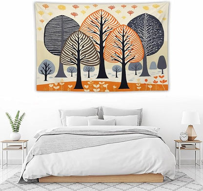 MaSiledy Tapestry Shabby Chic Trees Aesthetic Bedroom Tapestries Fall Autumn Tree Tapastry's Wall Hanging Wall Hanging for Living Room Dorm Landscape 60"x90" Xmas Wall Hanging Polyester Tapestries