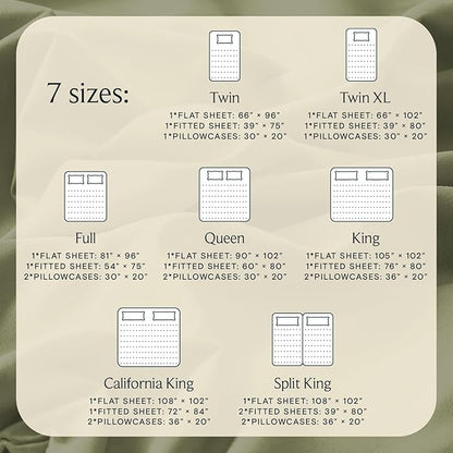 LuxClub 4 PC California King Sheet Set, Breathable Luxury Bed Sheets, Deep Pockets Wrinkle Free Cooling Sheets Machine Washable Hotel Bedding Silky Soft - Olive Cal King