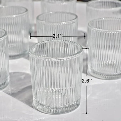 VOHO Clear Votive Candle Holders for Table Centerpiece, Glass Candle Holder Bulk Set of 12, Glass Votive Holder for Home Decor & Holiday Decor(2.1 x 2.6 Inch, Clear)