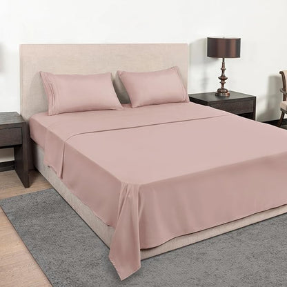 Mejoroom Twin Sheet Set - Hotel Collection Twin Sheets - Bedding Sheets & Pillowcases with Deep Pocket Fitted Sheet, Breathable, Wrinkle & Fade Resistant - 3 Piece(Dusty Pink)