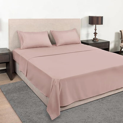 Mejoroom California King Size Sheet Set - Soft Microfiber Bed Sheets,Deep Pocket Fitted Sheet, Breathable, Wrinkle & Fade Resistant - 4 Piece (California King,Dusty Pink)