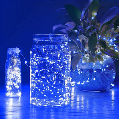 Sanniu Led Fairy Lights Battery Operated, 4 Packs Mini Battery Powered Copper Wire Starry String Lights for Christmas, Parties, Wedding, Bedroom, Patio, Indoor, Home Decoration (5m/16ft Blue)