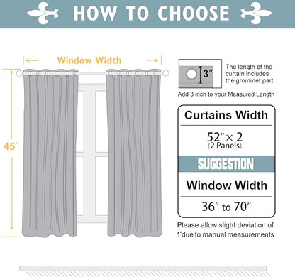 ChrisDowa 100% Blackout Curtains 45 inch Long for Bedroom with Black Liner, 2 Thick Layers Total Blackout Thermal Insulated Grommet Window Curtains 2 Panels Set (Light Beige, 52 x 45 Inch)