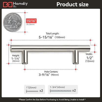homdiy Brushed Nickel Cabinet Pulls Cabinet Handles 400 Pack, 3-1/2in(90mm) Center to Center Dresser Drawer Handles Silver Drawer Pulls for Kitchen, Bedroom, Bathroom