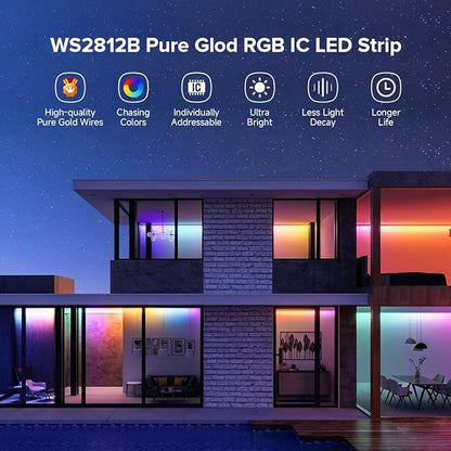 BTF-LIGHTING WS2812B IC RGB 5050SMD Pure Gold Individual Addressable LED Strip 3.28FT 144LED 144Pixel/m Flexible Full Color IP67 DC5V for DIY Chasing Color Project(No Adapter or Controller)