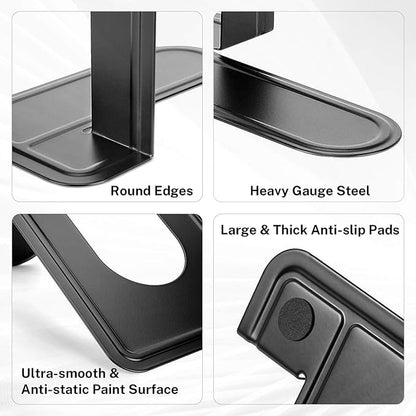 MaxGear Book Ends Universal Premium Bookends for Shelves, Non-Skid Bookend, Heavy Duty Metal Book Stopper for Books/Movies/CDs/Video Games, 6 x 4.6 x 6 in, Black, 6 Pairs/12 Pieces, Large