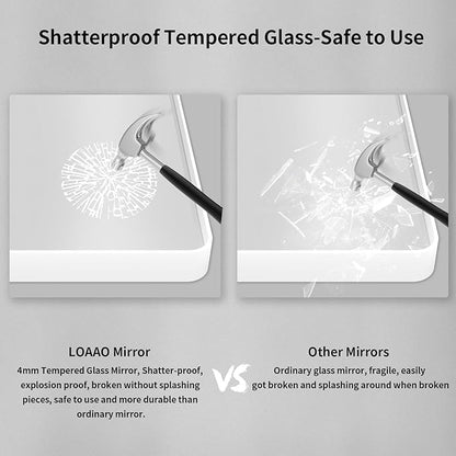 LOAAO 55x30 Inch White Metal Framed Bathroom Mirror for Wall, White Bathroom Vanity Mirror Farmhouse, Large Rounded Rectangle Mirror, Anti-Rust, Tempered Glass, Hangs Horizontally or Vertically