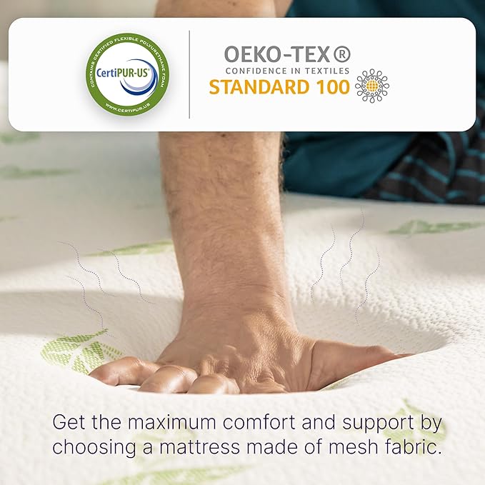 NapQueen King Size, 6 Inch Anula Green Tea Infused Memory Foam Mattress, Bed in a Box, CertiPUR-US Certified Mattress