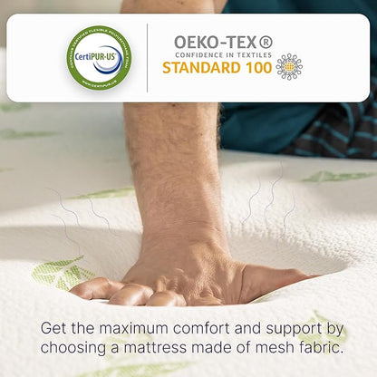 NapQueen Full Mattress, 6 Inch Anula Green Tea Memory Foam Mattress, Full Bed Mattress in a Box, CertiPUR-US Certified, Medium Firm, Natural Odor Neutralizer, Breathable Soft Fabric Cover