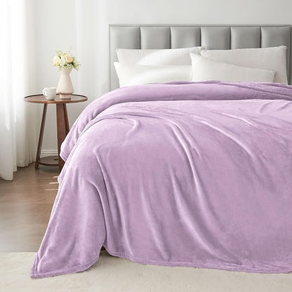 BEDELITE Fleece Blankets Queen Size Lilac Throw Blankets for Bed, Luxury Plush Cozy Fuzzy Blanket 90x90 inches, Super Soft Warm Lightweight Throw Blanket All Seasons Suitable