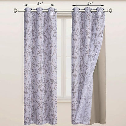 BONZER Mix and Match Curtains - 2 Pieces Branch Print Sheer Curtains and 2 Pieces Blackout Curtains for Bedroom Living Room Grommet Window Drapes, 37x95 Inch/Panel, Taupe, Set of 4 Panels