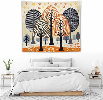 MaSiledy Shabby Chic Trees Tapastry's Wall Hanging Autumn Nature Forest Tapestries for Bedroom Landscape Tapestry Wall Hanging for Living Room Dorm 50"x60" Xmas Wall Hanging Polyester Tapestries