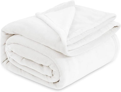 Bedsure GentleSoft Fleece Blankets Queen Size White - Bed Blanket Soft Lightweight Plush Fuzzy Cozy Luxury Microfiber, 90x90 inches