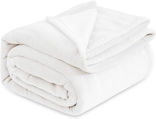 Bedsure GentleSoft Fleece Blankets Queen Size White - Bed Blanket Soft Lightweight Plush Fuzzy Cozy Luxury Microfiber, 90x90 inches