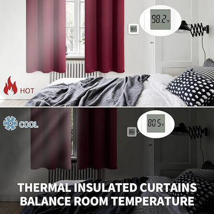 BGment Blackout Curtains for Bedroom - Grommet Thermal Insulated Room Darkening Curtains for Living Room, Set of 2 Panels, Each 46 x 54 Inch, Burgundy Red