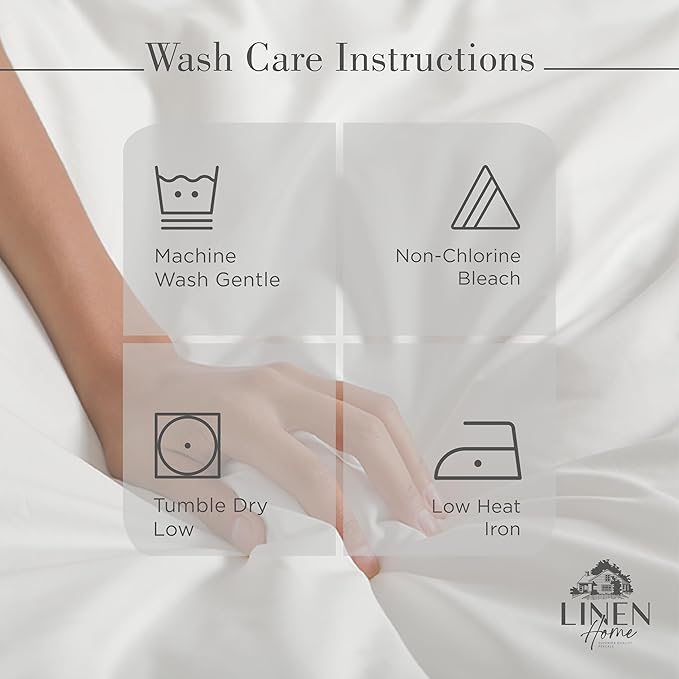 Linen Home 100% Cotton Percale Sheets Queen Size, Silver, Deep Pocket, 4 Pieces Set - 1 Flat, 1 Deep Pocket Fitted Sheet and 2 Pillowcases, Crisp Cool and Strong Bed Linen