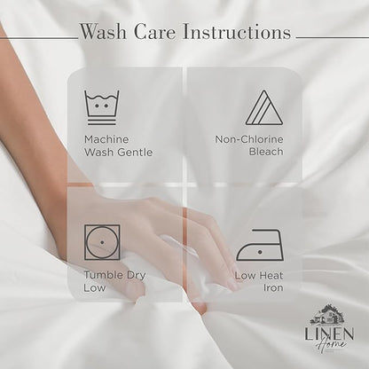 Linen Home 100% Cotton Percale Sheets California King Size, Silver, Deep Pocket, 4 Pieces Set - 1 Flat, 1 Deep Pocket Fitted Sheet and 2 Pillowcases, Crisp Cool and Strong Bed Linen