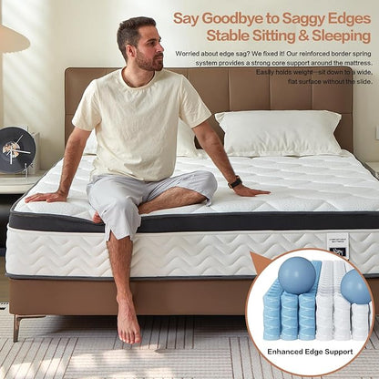 Full Size Mattress,12 Inch Full Mattress,Cooling Gel Memory Foam & Pocket Springs for Back Pain Relief,Pressure Relief & Motion Isolation,CertiPUR-US Certified,Medium Firm,54"x75"